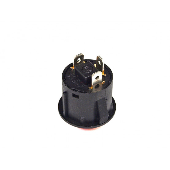 Vypínač O-I (ON/OFF) 3 pin - kulatý, červený podsvícený s boční drážkou